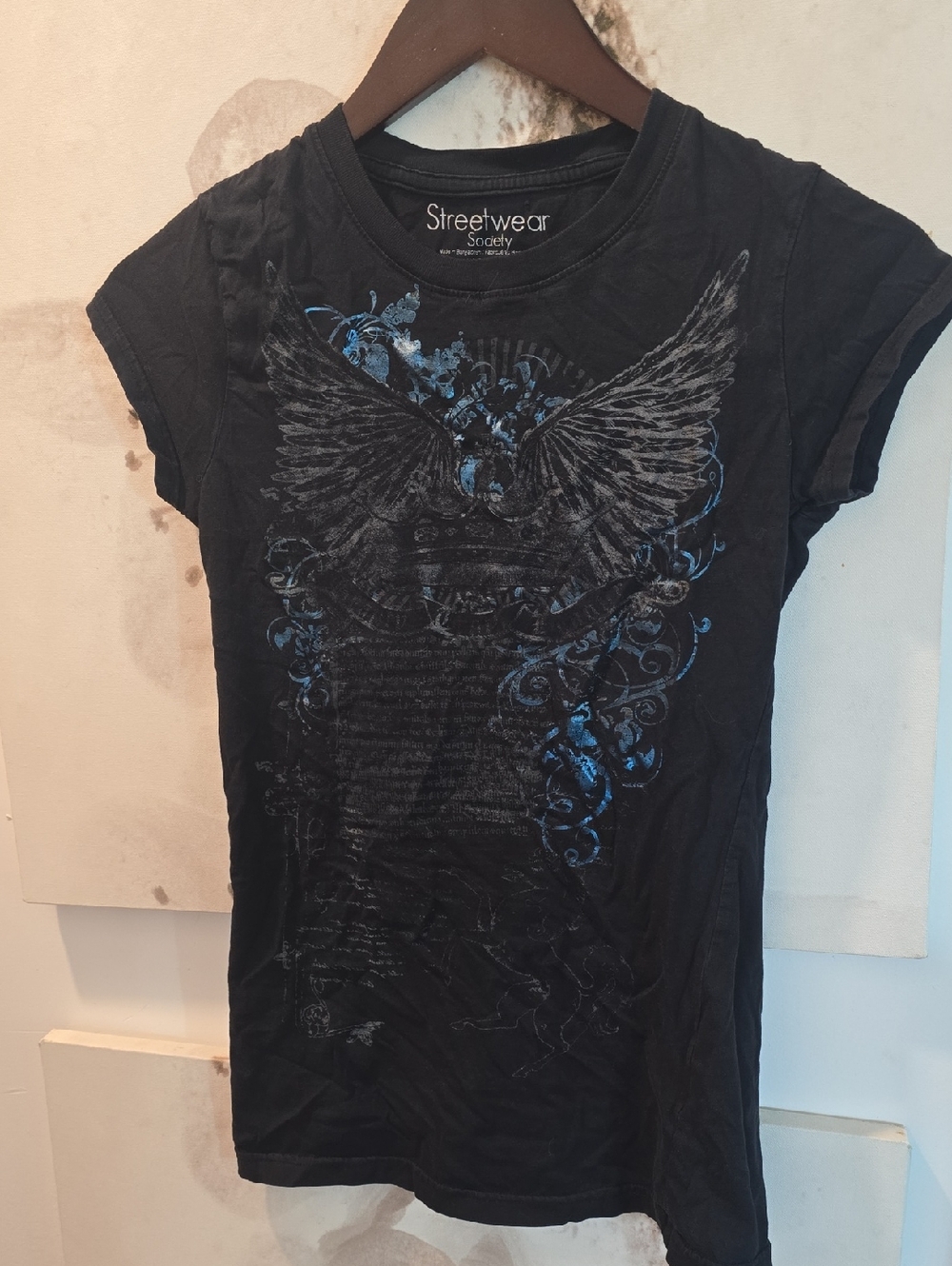 Streetwear Society Black Graphic Tee with Blue - WS /YL